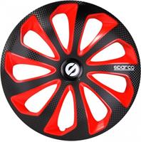 Sparco wieldoppen Sicilia 14 inch ABS zwart/rood set van 4