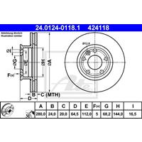 Bremsscheibe | ATE (24.0124-0118.1)