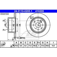 Bremsscheibe Hinterachse ATE 24.0110-0205.1