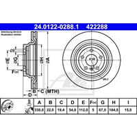 ATE Bremsscheiben MERCEDES-BENZ 24.0122-0288.1 1664230112,1664230600,A1664230112 Scheibenbremsen,Bremsscheibe A1664230600