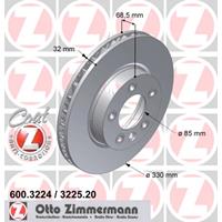 Remschijf COAT Z Zimmermann, Remschijftype: Binnen geventileerd, Inbouwplaats: Links, u.a. für Porsche, VW