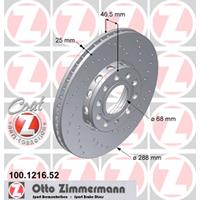 Remschijf SPORT REMSCHIJF COAT Z Zimmermann, Remschijftype: Buiten geventileerd, u.a. für Audi, VW, Seat, Skoda