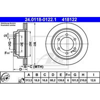 Bremsscheibe Hinterachse ATE 24.0118-0122.1