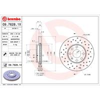 Remschijf BREMBO XTRA LINE BREMBO, Remschijftype: Geperforeerd / Geventileerd, u.a. für Opel, Vauxhall, Chevrolet