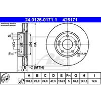 Bremsscheibe | ATE (24.0126-0171.1)