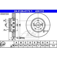 Bremsscheibe | ATE (24.0126-0172.1)