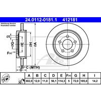 Bremsscheibe Hinterachse ATE 24.0112-0181.1