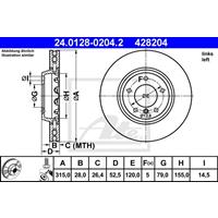 Bremsscheibe | ATE (24.0128-0204.2)