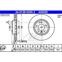 Bremsscheibe | ATE (24.0128-0205.2)