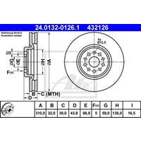 Bremsscheibe | ATE (24.0132-0126.1)