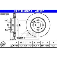 Bremsscheibe Vorderachse ATE 24.0117-0107.1