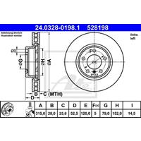 Bremsscheibe 'PowerDisc' | ATE (24.0328-0198.1)