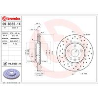 Remschijf BREMBO XTRA LINE BREMBO, Remschijftype: Geperforeerd / Geventileerd, u.a. für Opel, Chevrolet, Vauxhall