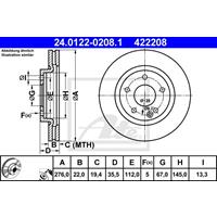 Bremsscheibe Vorderachse ATE 24.0122-0208.1