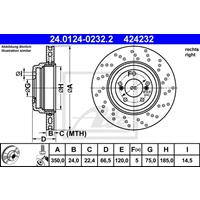 Bremsscheibe | ATE (24.0124-0232.2)