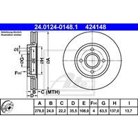 Bremsscheibe Vorderachse ATE 24.0124-0148.1