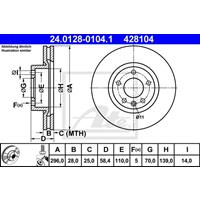 Bremsscheibe | ATE (24.0128-0104.1)