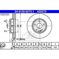 Bremsscheibe | ATE (24.0128-0275.1)