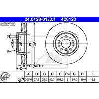 ATE Bremsscheiben VOLVO 24.0128-0123.1 272404,274170,274559 Scheibenbremsen,Bremsscheibe 31262707,31400740,31471827,9492715