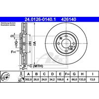 Bremsscheibe | ATE (24.0126-0140.1)