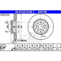 Bremsscheibe | ATE (24.0122-0145.1)