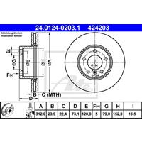 Bremsscheibe | ATE (24.0124-0203.1)