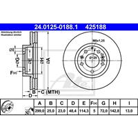 Bremsscheibe | ATE (24.0125-0188.1)