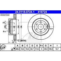 Bremsscheibe | ATE (24.0118-0724.1)