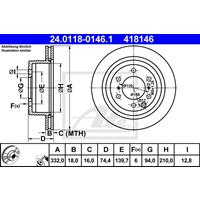 Bremsscheibe | ATE (24.0118-0146.1)