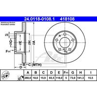 Bremsscheibe | ATE (24.0118-0108.1)