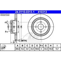 Bremsscheibe Hinterachse ATE 24.0110-0313.1