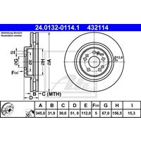 Bremsscheibe | ATE (24.0132-0114.1)