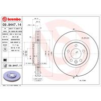 Remschijf COATED DISC LINE BREMBO, Remschijftype: Binnen geventileerd, u.a. für VW