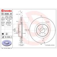 Remschijf COATED DISC LINE BREMBO, Remschijftype: Binnen geventileerd, u.a. für Ford