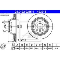 Bremsscheibe | ATE (24.0122-0215.1)