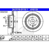 Bremsscheibe | ATE (24.0116-0119.1)