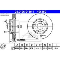 Bremsscheibe | ATE (24.0126-0150.1)