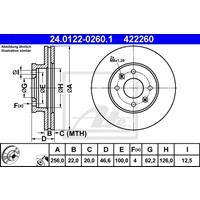 Bremsscheibe | ATE (24.0122-0260.1)