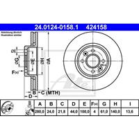 Bremsscheibe | ATE (24.0124-0158.1)