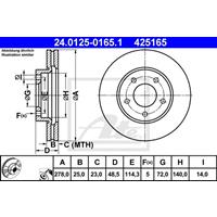 Bremsscheibe | ATE (24.0125-0165.1)