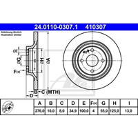 Bremsscheibe Hinterachse ATE 24.0110-0307.1