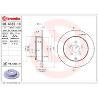 BREMBO Bremsscheiben TOYOTA 08.A335.11 4243105030,4243105060,42431YZZAA Scheibenbremsen,Bremsscheibe