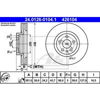 Bremsscheibe Vorderachse ATE 24.0126-0104.1