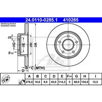 Bremsscheibe Hinterachse ATE 24.0110-0285.1