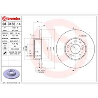 BREMBO Bremsscheibe FIAT,PEUGEOT,CITROËN 08.3136.14 4246A0,4246N7,424956 Bremsscheiben,Scheibenbremsen 424957,7538682,93500521,71739638,7538682,4246A0