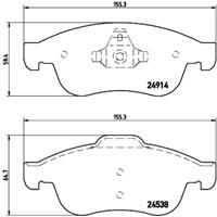 Remblokkenset, schijfrem DIRECTIONAL BRAKE PADS BREMBO, u.a. für Dacia, Renault, Nissan