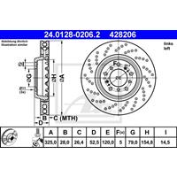 Bremsscheibe | ATE (24.0128-0206.2)