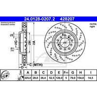 Bremsscheibe | ATE (24.0128-0207.2)