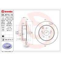 BREMBO Bremsscheiben TOYOTA 08.A714.11 4243105050 Scheibenbremsen,Bremsscheibe