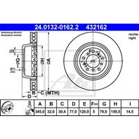 Bremsscheibe | ATE (24.0132-0162.2)